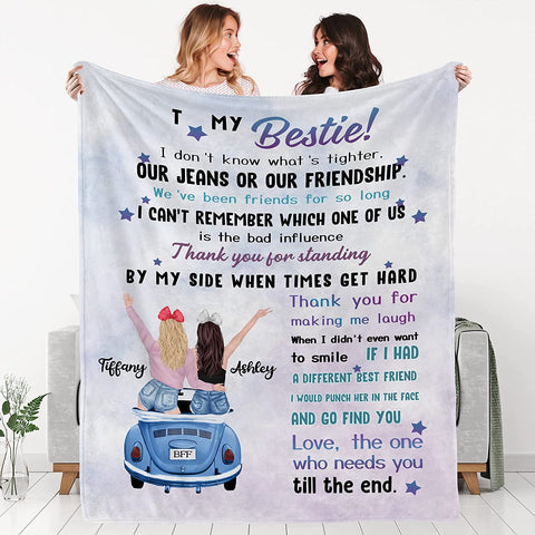 to My Besties Custom Friends Blanket with Many Characters,Change Hairstyles&Name Blankets,Personalized Friendship Blanket for Women,Best Friends,BFF, Bestie Birthday Gifts