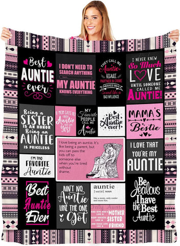 Best Aunt Gifts from Niece Aunt Birthday Gift | Best Aunt Ever Blanket with Great Sentences | Best Aunt Auntie Ever Gift from Nephew Happy Christmas Bday Present for Auntie Throw Blanket 50” X 60”