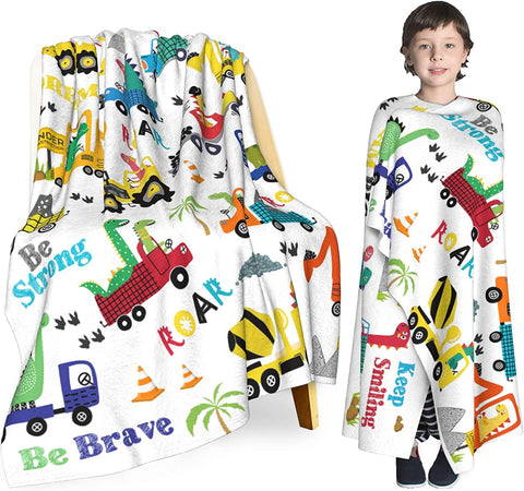 Kids Dinosaur Blanket for Boys Girls Room Decor Personalized Cute Toddler Throw Blanket Chiristmas Dinasour Birthday Year Old Gifts Toys 40x50