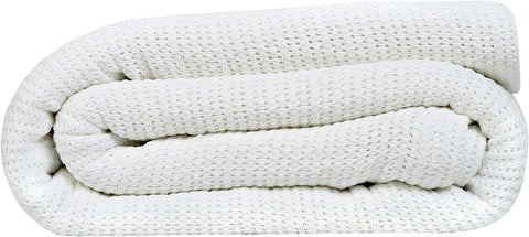 Textile Supply Leno Weave Ice Grey Blanket, Queen 100% Cotton, Lightweight, Warm, Extra-Fluffy, Premium and Durable Soft & Cozy Bed Blanket for Bed, Couch, Sofa Throw for All Season