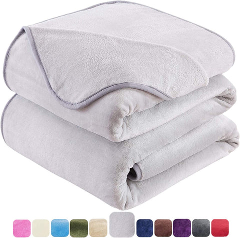 Soft Queen Size Blanket for All Season Warm Fuzzy Microplush Lightweight Thermal Fleece Summer Autumn Fall Winter Spring Blankets for Queen Full Bed Couch Sofa,90x90 Inches,Dark Gray