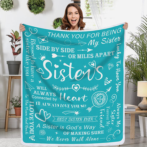 Sisters Gifts from Sister Blanket, Sister Gifts Throw Blanket, Sister Birthday Gifts from Sister, Gifts for Sister Soft Blanket, Big Sister Gift, Soft Purple Blanket 50" X 60"