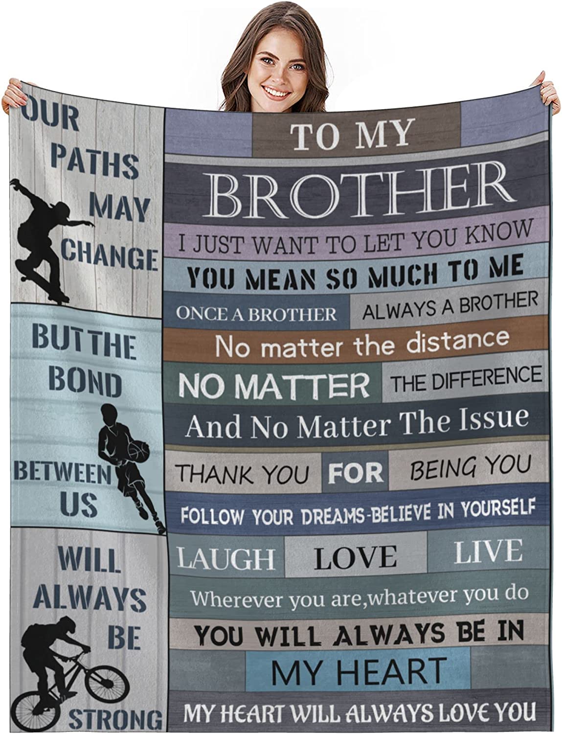 Gifts for Brother Blanket, Brother Gift from Sister - Brother Gifts - Brother Birthday Gift - Birthday Gifts for Men - Soft Flannel Throw Blankets for Bed Sofa Couch Travel Beach (Wolf, 50x60 in)