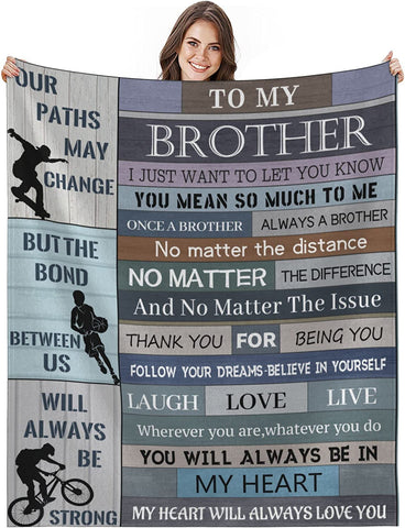 Gifts for Brother Blanket, Brother Gift from Sister - Brother Gifts - Brother Birthday Gift - Birthday Gifts for Men - Soft Flannel Throw Blankets for Bed Sofa Couch Travel Beach (Wolf, 50x60 in)