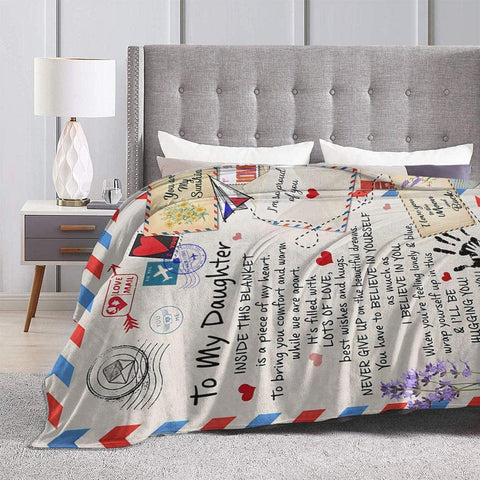 Fleece Blanket to My Daughter from Mom Dad You are My Sunshine Blanket Ultra-Soft Micro Light Weight Warm Bed Throw Blanket (to My Daughter, 60"x50")
