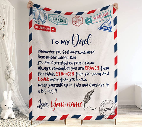 Personalized Air Mail Letter To My Son in law Throw Blankets, Gift To My Son Blanket From Mom,Gift To My Daughter, Granddaughter, Grandson From ,Customized Name, Custom Blanket for Birthday, Christmas