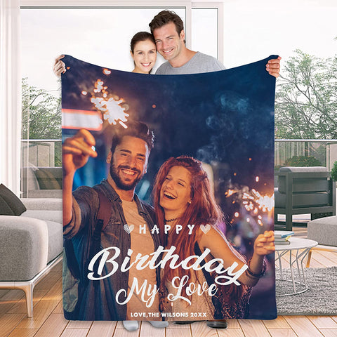To My Wife Gift Blanket from Husband - Custom Blanket with Picture Name Change,Personalized Wife Anniversary Birthday Gifts for Her from Husband for Christmas,I Love You Gifts for Wife in Law