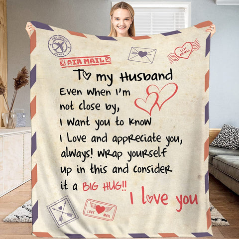 Wife Gifts Blanket, My from Husband, to Blanket Letter Personalized for Her Wedding Anniversary Romantic Throw Husband,Birthday Letter to Wife Blanket Large (60x80 inches)