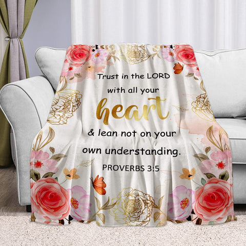 Christian Gifts for Women, Inspirational Bible Verse Blanket Soft Lightweight Religious Healing Warm Blanket for Women 40x50in