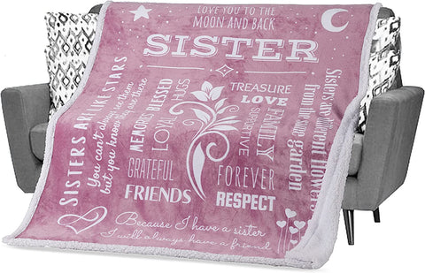 Gifts for Sister Blanket, Mothers Day, Birthday Gift for Sister from Sister, Say Happy Birthday Sister with a Snuggly Soft Sister Throw Blanket 60x50 Inches (Teal, Fleece)