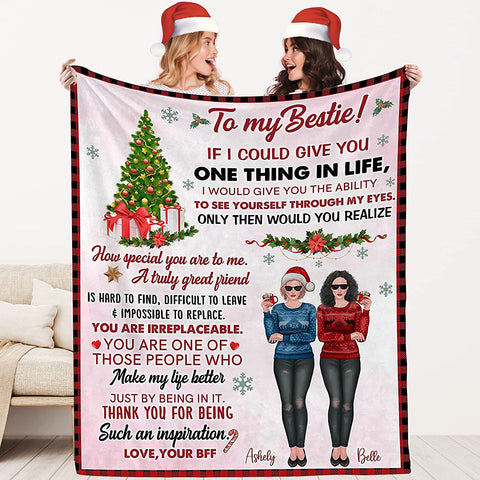 to My Besties Custom Friends Blanket with Many Characters,Change Hairstyles&Name Blankets,Personalized Friendship Blanket for Women,Best Friends,BFF, Bestie Birthday Gifts
