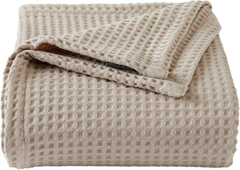 100% Cotton Waffle Weave Bed Blanket Soft, Breathable, and Lightweight Blanket for All-Season | Perfect for Layering | Brielle Collection (King, ICY Blue)
