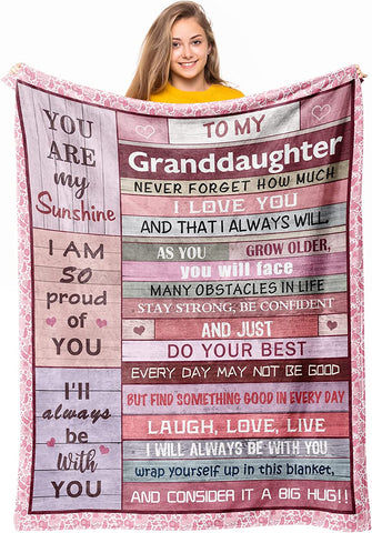Granddaughter Gifts from Grandma Grandpa, Gifts for Granddaughter, Granddaughter Gift Ideas, to My Granddaughter Christmas Graduation Birthday Valentine’s Day Gift Throw Blanket 60" x 50"