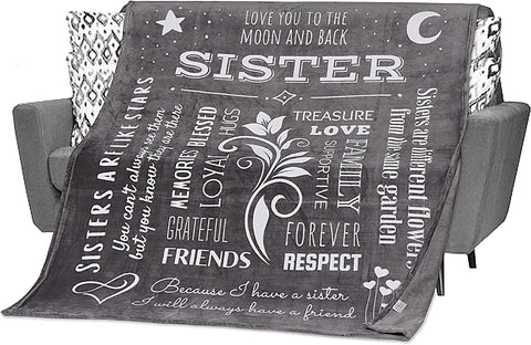 Gifts for Sister Blanket, Mothers Day, Birthday Gift for Sister from Sister, Say Happy Birthday Sister with a Snuggly Soft Sister Throw Blanket 60x50 Inches (Teal, Fleece)