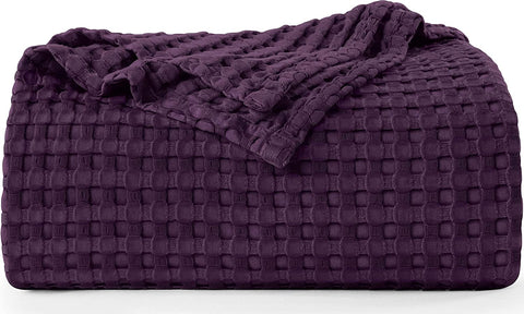 Bedding Cotton Waffle Blanket 300 GSM (White - 90x90 Inches) Soft Lightweight Breathable Bed Blanket Queen Size Layering Any Bed for All Season