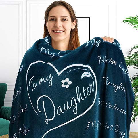 Mothers Day Gifts for Daughter, Daughter Gifts, to My Daughter Blanket, Daughter Gift from Mom, Gifts for Daughter from Mom, Birthday Gift for Daughter, Throw Blanket 65” x 50” (Silver)
