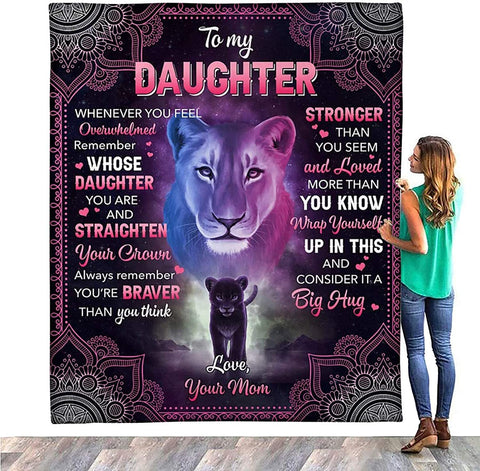 to My Daughter Blanket from Mom Fleece Blanket Letter Daughter Christmas Birthday Gift Personalized Custom Gifts for Daughter Adult(A-50 * 60IN)
