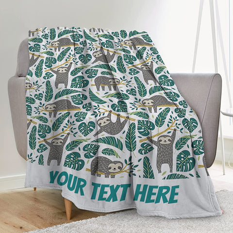 Sloth Blanket, Soft Sloth Throw Blanket for Adults Kids, Cozy Fleece Flannel Quilt for Boys Girls Lightweight Warm Travel Couch Bed Blankets, Green 40"X50"