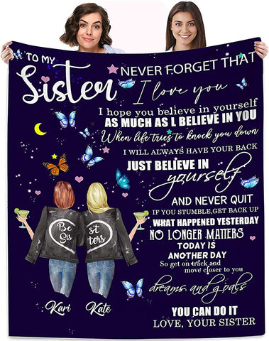 to My Bestie Best Friend Blanktet Besties, Women, Girls Personalized Name Best Friend Throw Blanket with Hairstyles for BFF, Special Friends Birthday Gifts Blanket
