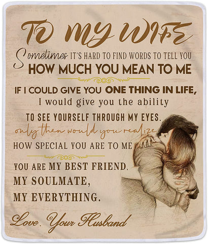 Gifts for Her for Wife, to My Wife Soft Throw Blanket Wife Gifts from Husband for Anniversary, Romantic Gifts - I Love You Gifts(60” x 50”)