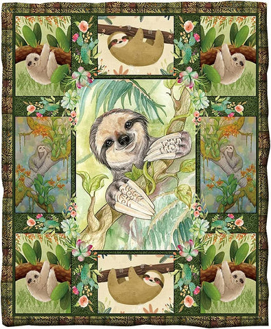 Flannel Blanket 3D Sloth Blanket Lightweight Cozy Soft Plush Throw Blanket for Sofa Couch Bed All Season (3D Sloth, 60'' x 50'')