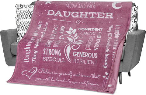 Gifts for Daughter, Daughter Blanket from Dad, Mom, Family, Unique, Sentimental, Inspirational Daughter Gifts for Mothers Day, Christmas, Birthday, Throw 60 x 50 Inches (Grey)