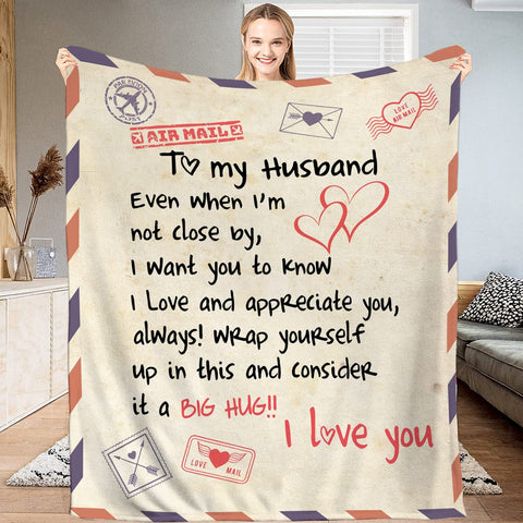 Wife Gifts Blanket, My from Husband, to Blanket Letter Personalized for Her Wedding Anniversary Romantic Throw Husband,Birthday Letter to Wife Blanket Large (60x80 inches)