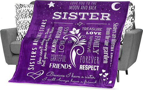 Gifts for Sister Blanket, Mothers Day, Birthday Gift for Sister from Sister, Say Happy Birthday Sister with a Snuggly Soft Sister Throw Blanket 60x50 Inches (Teal, Fleece)