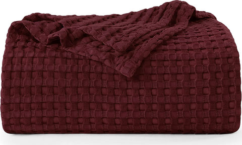 Bedding Cotton Waffle Blanket 300 GSM (White - 90x90 Inches) Soft Lightweight Breathable Bed Blanket Queen Size Layering Any Bed for All Season