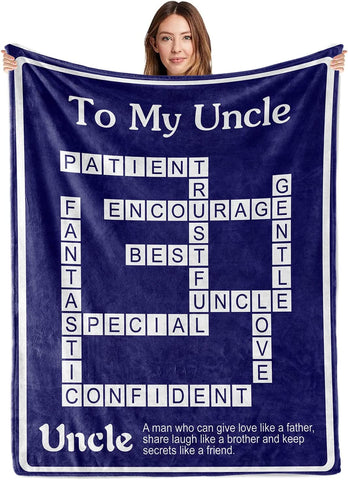 Uncle Gifts Throw Blanket Uncle, 50"x60" Blanket, Gifts for Uncle from Niece Nephew Cozy Soft Blankets Christmas Thanksgiving Happy Birthday Gifts for Uncle