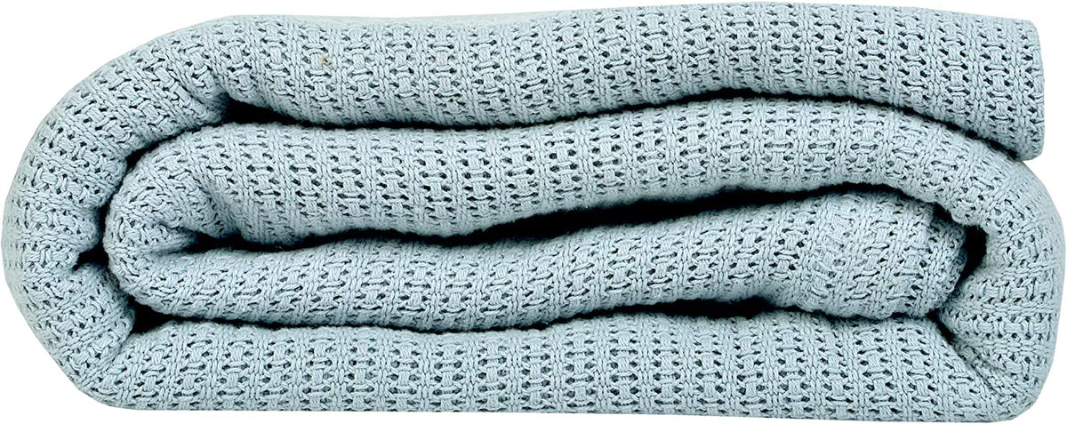 Textile Supply Leno Weave Ice Grey Blanket, Queen 100% Cotton, Lightweight, Warm, Extra-Fluffy, Premium and Durable Soft & Cozy Bed Blanket for Bed, Couch, Sofa Throw for All Season