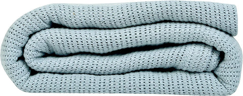 Textile Supply Leno Weave Ice Grey Blanket, Queen 100% Cotton, Lightweight, Warm, Extra-Fluffy, Premium and Durable Soft & Cozy Bed Blanket for Bed, Couch, Sofa Throw for All Season