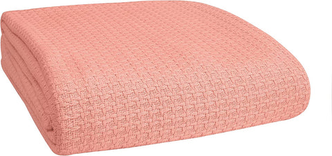 100% Cotton Breathable Blanket Full - Queen Size, Thermal , Perfect for Layering Any Bed for All Season, Teal Green