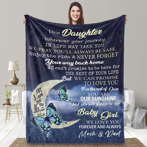 Daughter Gifts -55*70inches Butterfly Throw Blanket for Daughter Birthday/Christmas/Winter Gifts for Daughter from Mom and Dad
