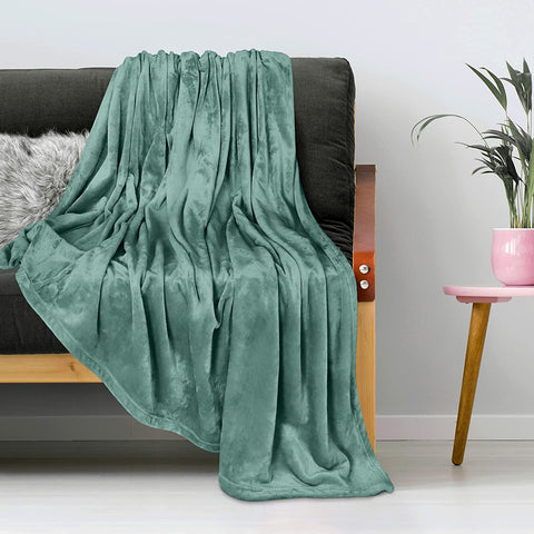 Bedding Fleece Blanket Queen Size Grey 300GSM Luxury Bed Blanket Anti-Static Fuzzy Soft Blanket Microfiber (90x90 Inches)