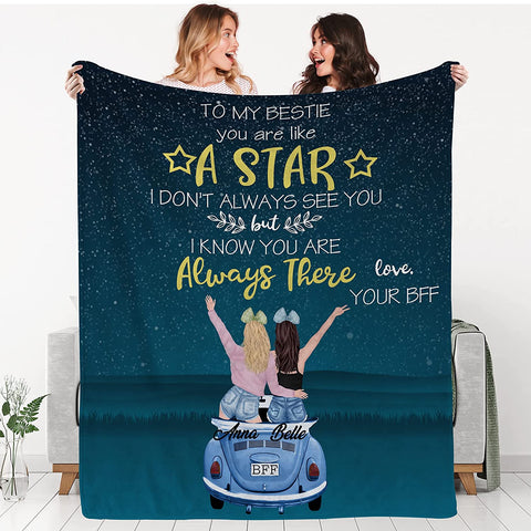 to My Besties Custom Friends Blanket with Many Characters,Change Hairstyles&Name Blankets,Personalized Friendship Blanket for Women,Best Friends,BFF, Bestie Birthday Gifts