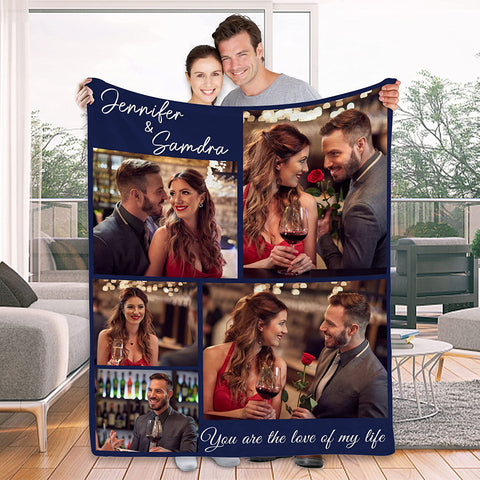 To My Wife Gift Blanket from Husband - Custom Blanket with Picture Name Change,Personalized Wife Anniversary Birthday Gifts for Her from Husband for Christmas,I Love You Gifts for Wife in Law