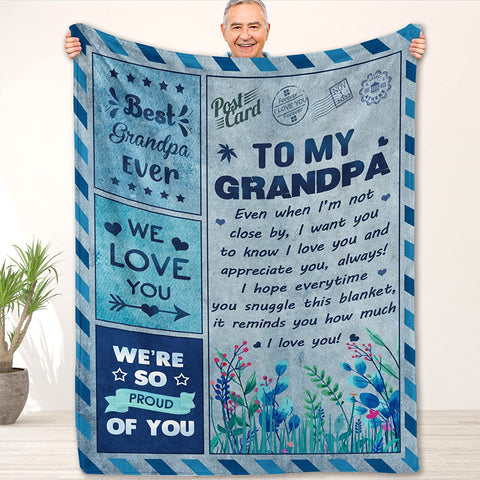 Grandpa Blanket - Grandpa Gifts, Gift for Grandpa, Birthday Gifts for Great Grandpa from Grandchildren, Grandpa Blanket Throw