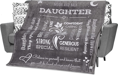 To My Daughter Blanket, Gifts for Daughter from Dad, Mom, Daughter Gifts for Teen Girls, Grown Women, Daughter Presents for Birthday, Mothers Day, Throw 60x50 Inches (Teal)