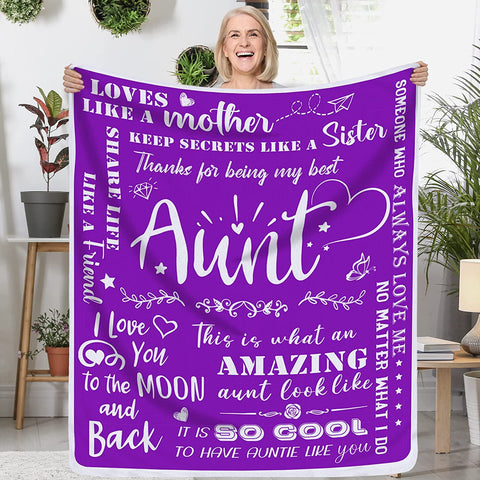 Aunt Gifts for Mothers Day, Throw Blanket, Gifts for Aunt on Mothers' Day, Aunt Gifts, Gifts for Aunt from Niece Nephew, Soft Teal Blanket 50 X 60, Auntie Aunt Gifts from Niece Nephew, Gifts for Aunt