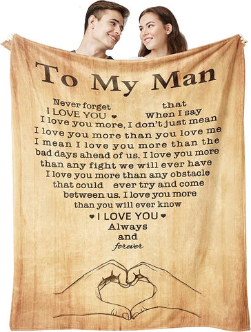 Gifts for Boyfriend Husband Blanket, I Love You Gifts for Him, Romantic Gifts for Men, Anniversary Birthday Gifts for Boyfriend, Valentines Day Gifts for Boyfriend Throw Blankets 50"X60"