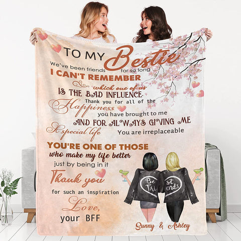 to My Besties Custom Friends Blanket with Many Characters,Change Hairstyles&Name Blankets,Personalized Friendship Blanket for Women,Best Friends,BFF, Bestie Birthday Gifts