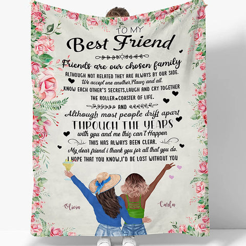 to My Bestie Best Friend Blanktet Besties, Women, Girls Personalized Name Best Friend Throw Blanket with Hairstyles for BFF, Special Friends Birthday Gifts Blanket