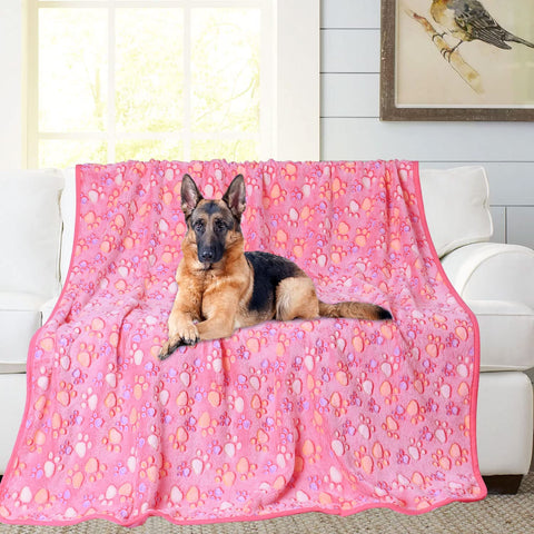 Upgraded Dog Blankets for Large Dogs, 3 Pack Dog Cat Flannel Blankets Washable, Soft Pet Mat Throw Cover for Kennel Crate Bed, Cute Paw Pattern, Dog Blanket, Pet Blanket 41" x 31"