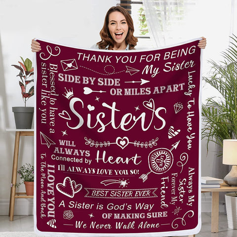 Sisters Gifts from Sister Blanket, Sister Gifts Throw Blanket, Sister Birthday Gifts from Sister, Gifts for Sister Soft Blanket, Big Sister Gift, Soft Purple Blanket 50" X 60"