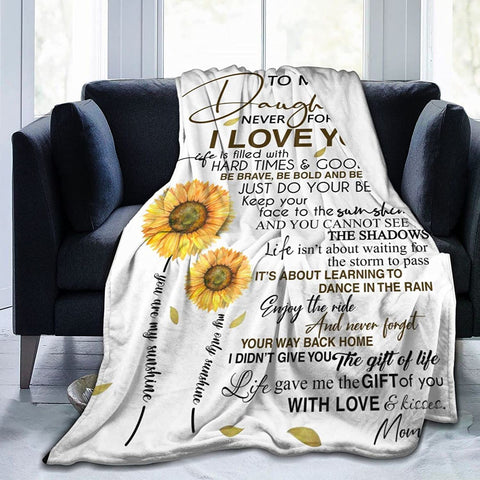Fleece Blanket to My Daughter Printed Quilts Mom for Daughter's Blanket Positive Encourage and Love mom Flannel Blanket Gifts (40 * 50 inch,10)