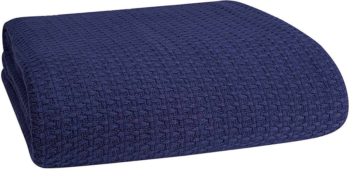 HOME 100% Cotton Bed Blanket, Breathable Bed Blanket King Size, Cotton Thermal Blankets King, Perfect for Layering Any Bed for All Season, White