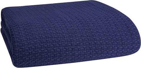 HOME 100% Cotton Bed Blanket, Breathable Bed Blanket King Size, Cotton Thermal Blankets King, Perfect for Layering Any Bed for All Season, White