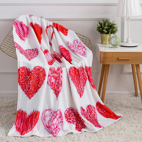 Valentines Day Gifts for Girlfriend Women I Love You Letters Blanket with Card, Birthday Present for Girl Friend Soft Fleece Throw Blanket 50”x 60”