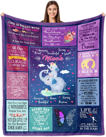 Niece Gifts from Auntie, Niece Blanket 60"x50", Niece Birthday Gifts from Aunt, Graduation Gifts for Niece from Uncle, Grown Niece Gift Ideas for Graduation Christmas, to My Niece Throw Blankets